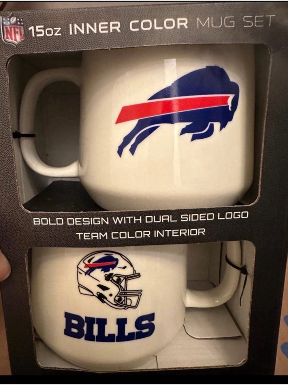 NFL Buffalo Bills White Mug Set with Blue and Red Logos